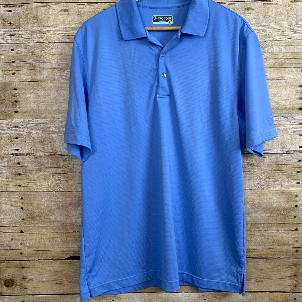 Men's Golf Pro Tour Cool Play Blue Large Short Sleeve Polo Active Wear
